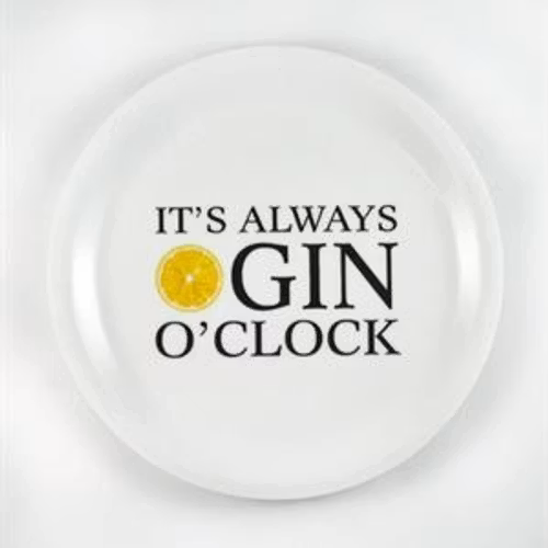 Glasunderlägg kant, Gin o'clock, vit/svart-gul