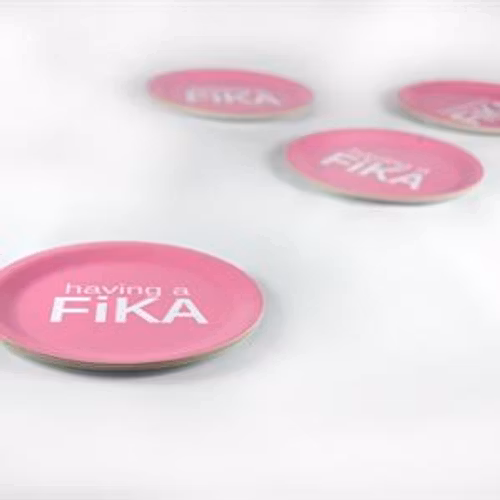 Glasunderlägg kant, Having a Fika, rosa