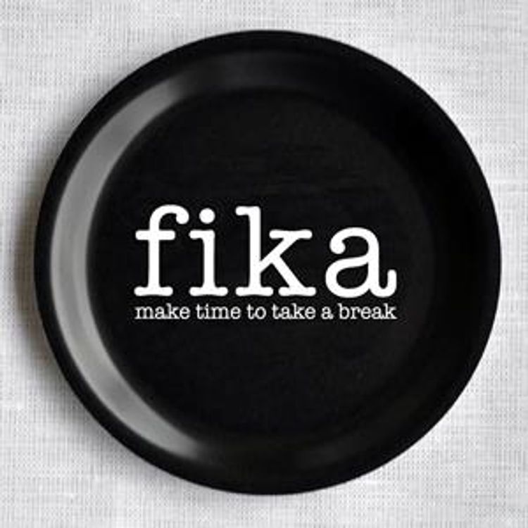Glasunderlägg kant, Make time FIKA, svart/vit text