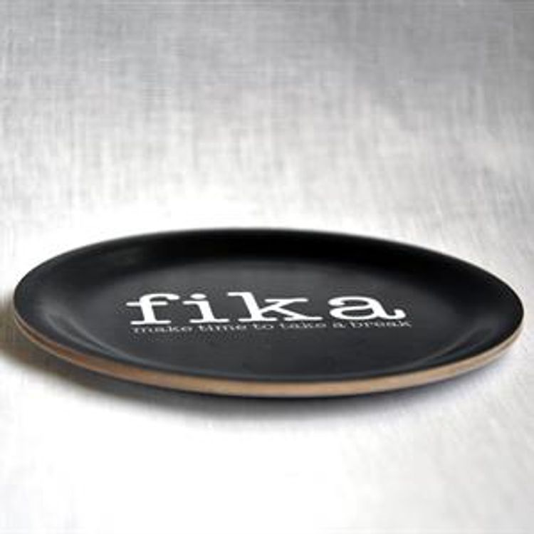 Glasunderlägg kant, Make time FIKA, svart/vit text