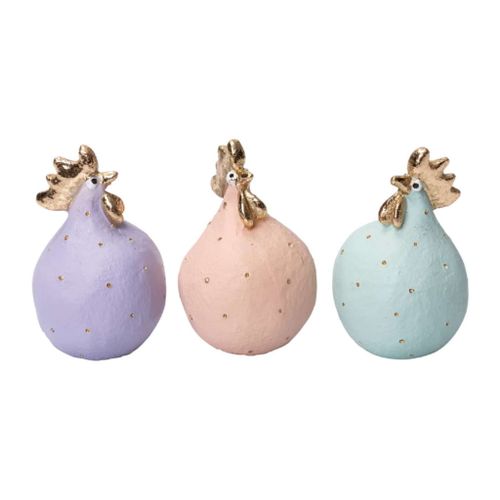 Höna 5,2cm 3-pack, Ametist/Rosenkvarts/Jade