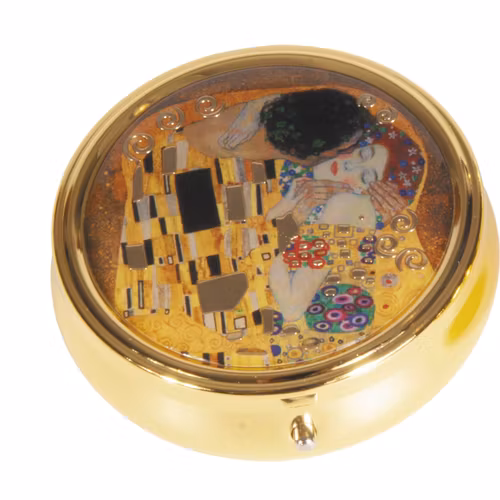 Pillendose, rund, Klimt, Der Kuss