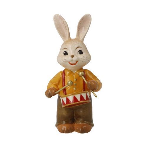 Goebel - Påsk | Dekorativ statyett Hare Drummer | Lergods - 8cm - Påskhare