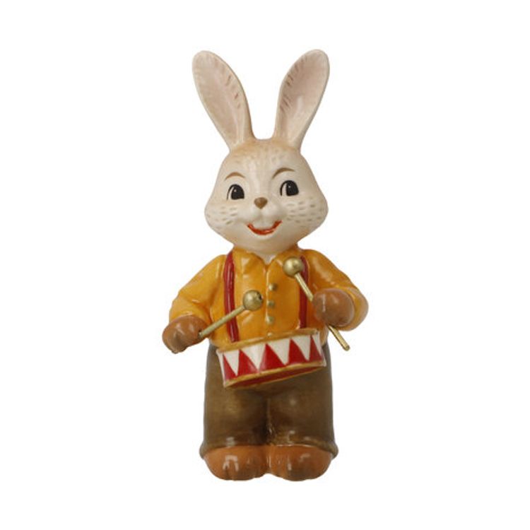 Goebel - Påsk | Dekorativ statyett Hare Drummer | Lergods - 8cm - Påskhare