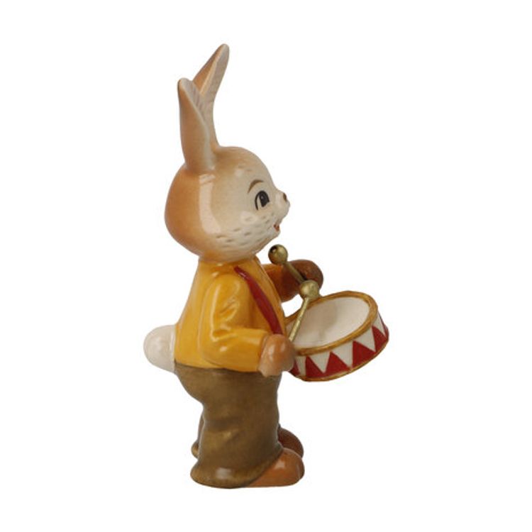 Goebel - Påsk | Dekorativ statyett Hare Drummer | Lergods - 8cm - Påskhare