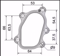 Downpipefläns Garrett 5 bult rostfritt