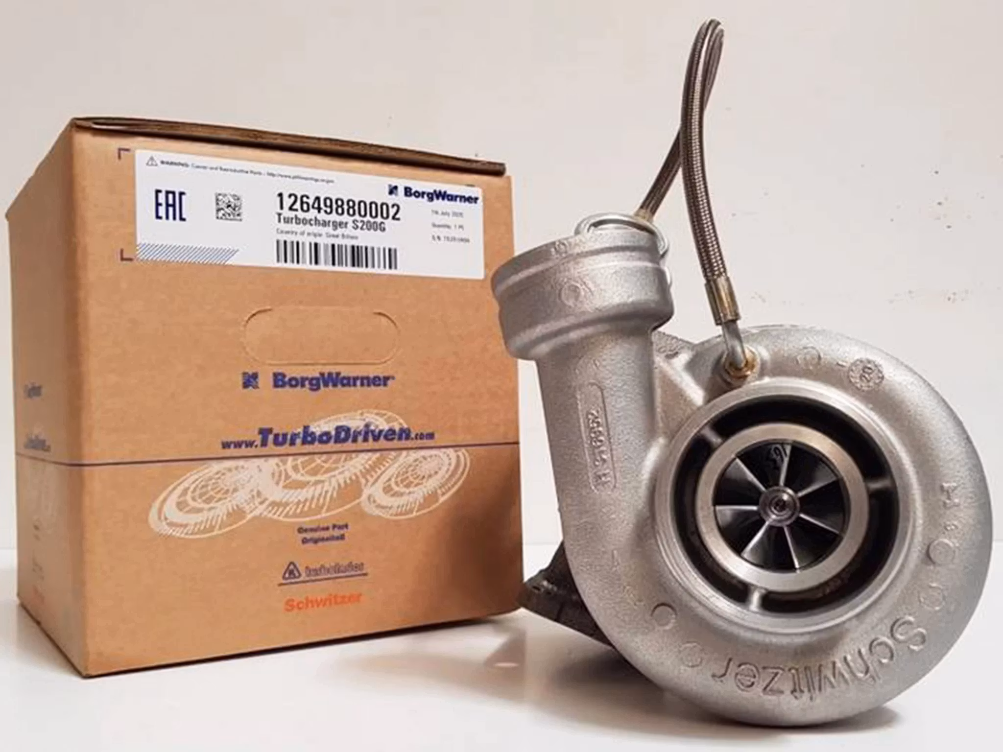 12649880002 BorgWarner S200G Fabriksny originalturbo  Volvo/ Deutz Motorkoder : BF6M2012C,D6BLAE2,D6BLBE2