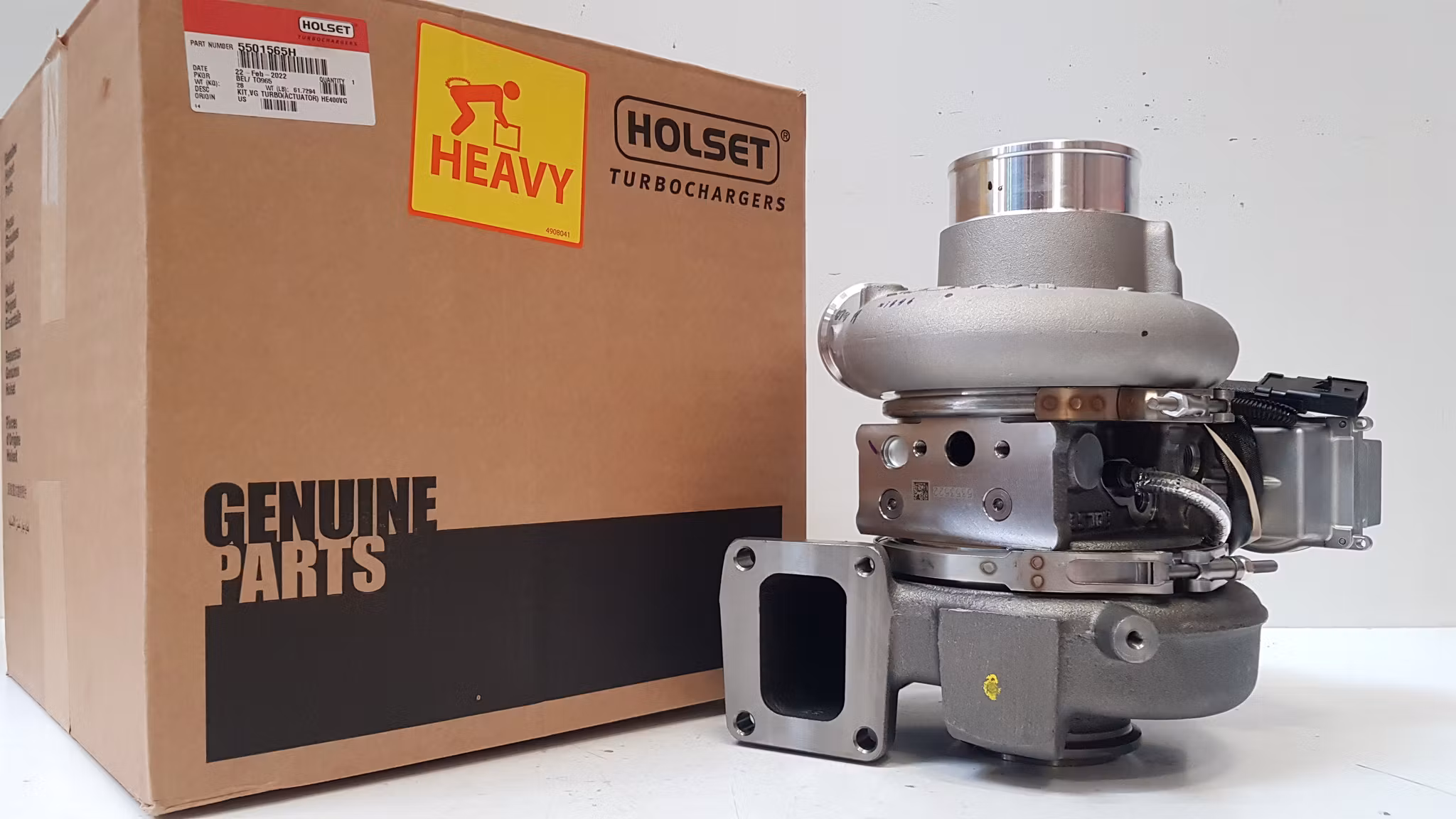 5501565H Holset HE400VG - Fabriksny originalturbo. OEM : 2836893 3795538 5501516 5501565H 2843262 2843263 3770315 3770327 3773407 2836894. 5501502 5501502H 5501517 5502827