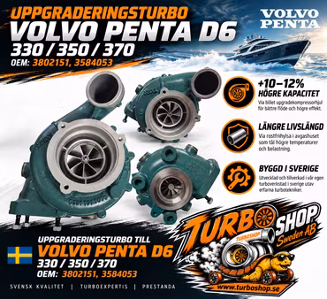 53279887500 Billet uppgraderingsturbo till Volvo Penta D6 D6-330 D6-350 D6-370 oem : OEM : 3802151, 3584053 ( Bytesturbo )