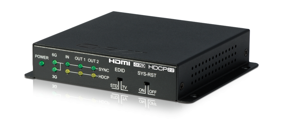 HDMI splitter 1:2 med HDMI2.0, HDCP2.2 MkII Scaling