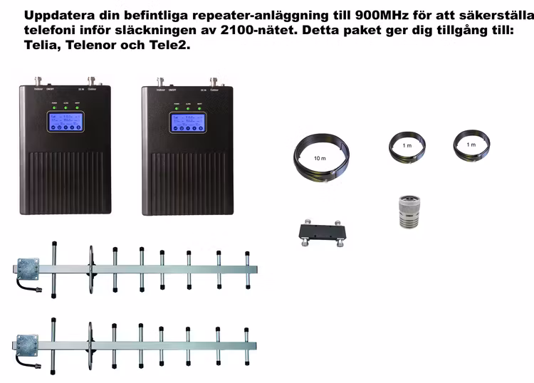 Paket Telia, Telenor och Tele2,  +30dBm uppdatering till 900MHz