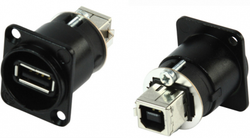 Panelkontakt USB A hona-USB B hane SVART
