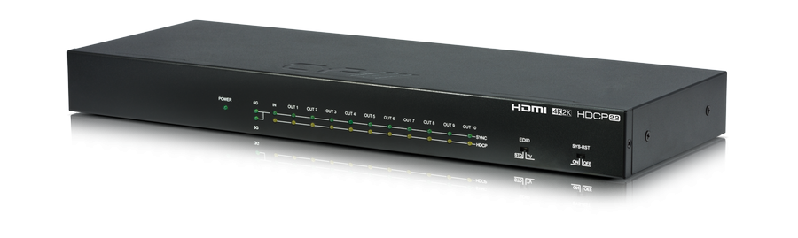 HDMI splitter 1:10 med 4K, HDMI2.0, HDCP2.2