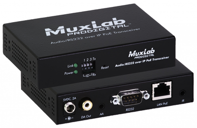 Muxlab Audio / Ljud / RS232/ IR över IP Transceiver, PoE, 100 m