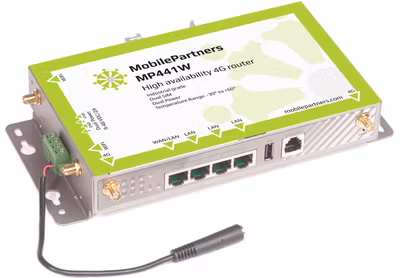 MobilePartners Industrirouter med 4G redundans, wifi  och 4 LAN portar