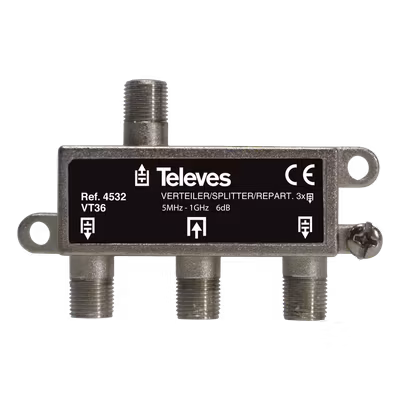 Televés 4532 3-vägs splitter för marknät och kabeltv