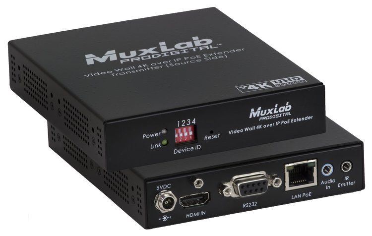 4K@30Hz Videovägg över IP, PoE, Sändare