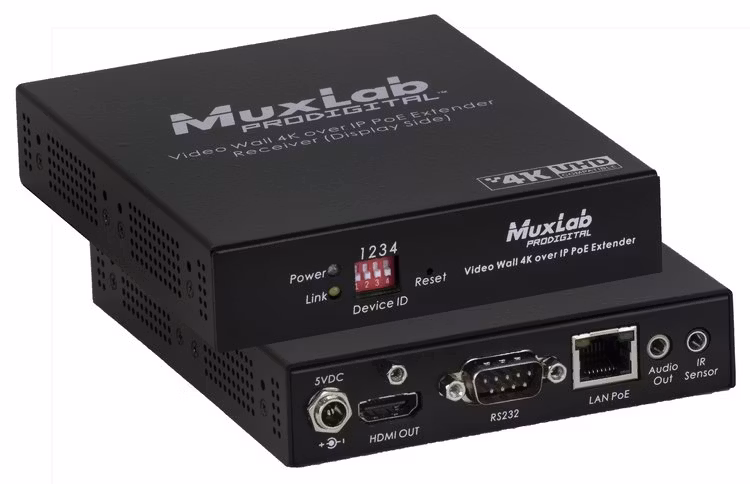 4K@30Hz Videovägg över IP, PoE, Mottagare