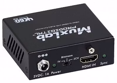Muxlab Audio De-embedder, 4K@60hz, 8-bit Color + HD Audio