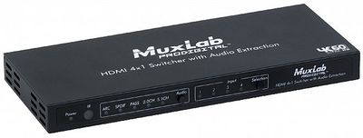 Muxlab HDMI Switch med Audio De-Embedding, 4K@60hz, 4:4:4, 12-bit color, ARC