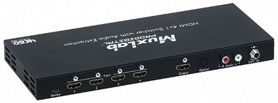 Muxlab HDMI Switch med Audio De-Embedding, 4K@60hz, 4:4:4, 12-bit color, ARC
