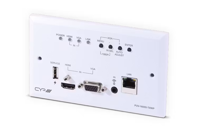 Full HDBaseT Wallplate sändare, Scaler, 4K, PoC, RS232, IR, LAN, PoH