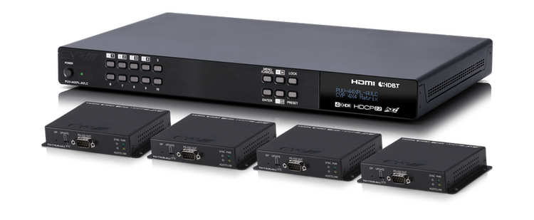 4x4 HDMI till HDBaseT Matris, HDCP 2.2, 4K, PoH, Audio De-embed, 60m