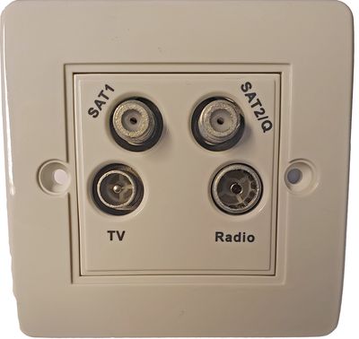 Triax TV-uttag med dubbla parabol kontakter och FM