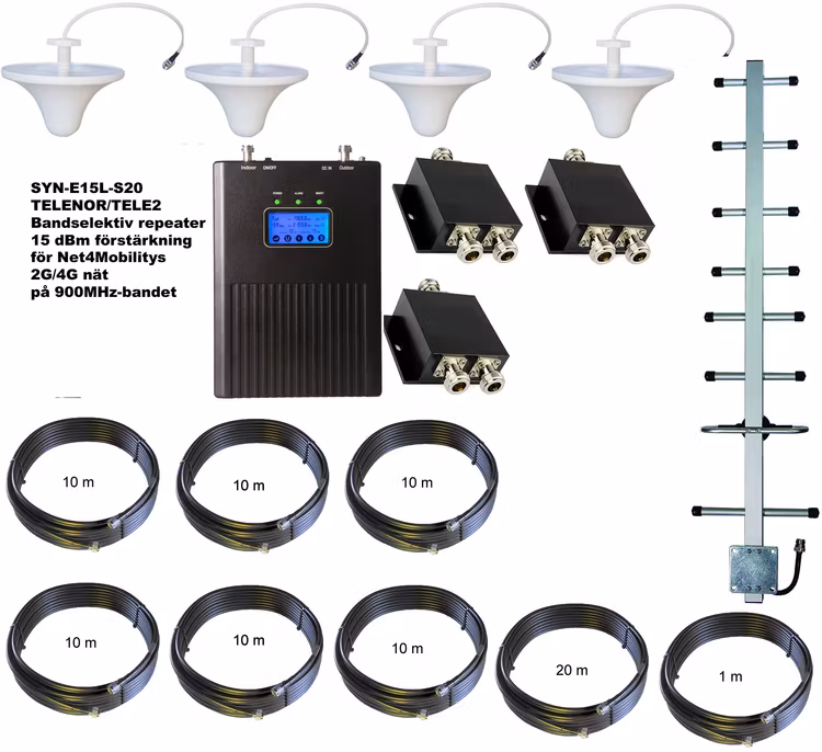 Paket för Tele2/Telenor +15dBm med fyra inomhusantenner 900Mhz