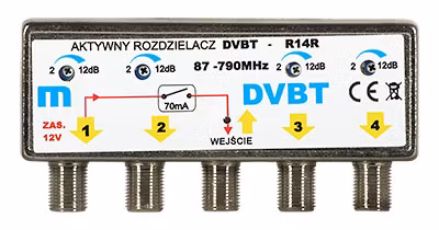 Signal Mastförstärkare/Splitter UHF / VHF 4 utgångar