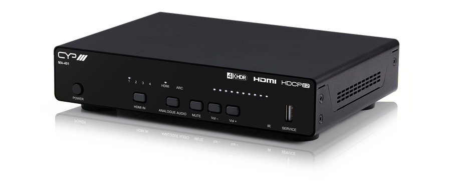 4x1 HDMI switch och förstärkare med AV kontroll system