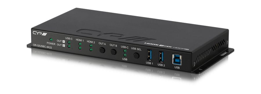 3x2 USB-C och HDMI matris med USB Ethernet hub