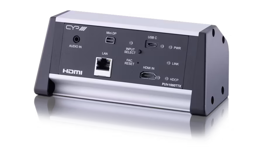 Bordssändare, HDMI, USB-C, Mini DP, LAN, PoH, 4K UHD, 100m