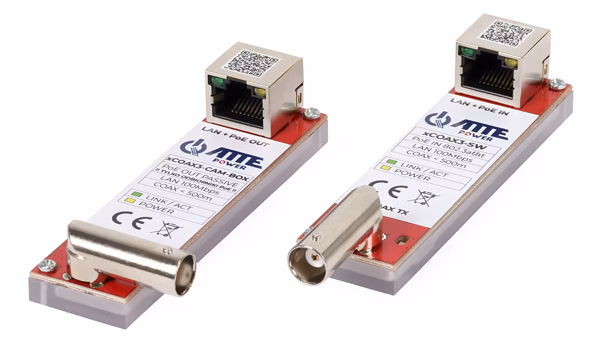 LAN 100Mbps + PoE i koaxialkabel komplett KIT
