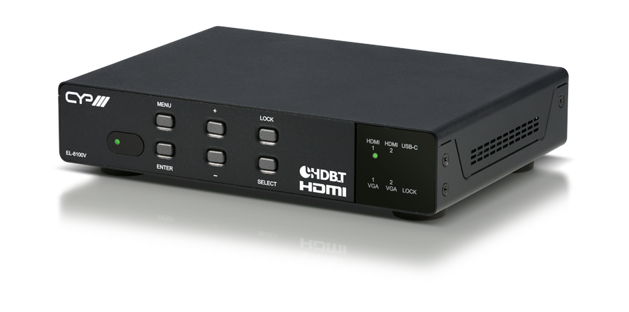 EL-8100V Advanced 4K Multi-Format to HDMI/HDBaseT Presentation Switch (with HDMI, USB-C and VGA inputs)