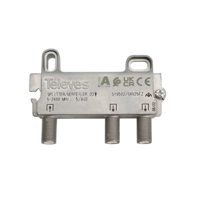 Televés 519502 Splitter 1:2 DC-pass, 5-2400mhz