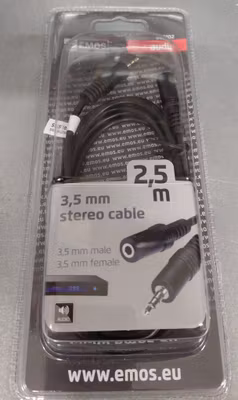  3.5mm stereo kabel, 2.5m hona-hane