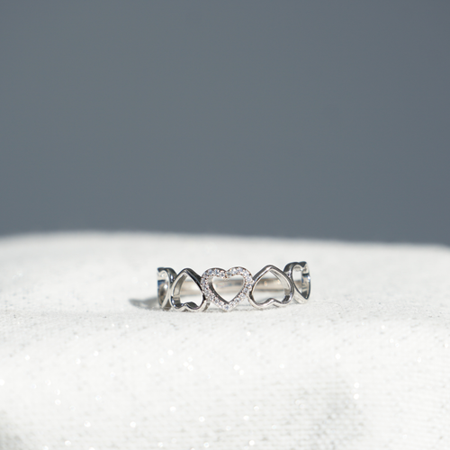 LOVE GLITTER RING 925 STERLINGSILVER FÖR BRÖSTCANCER FORSKNINGEN