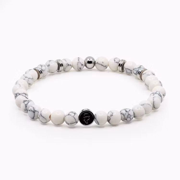 Ädelstensarmband 6mm White Marble