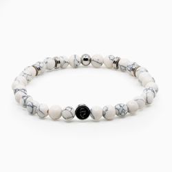 Ädelstensarmband 6mm White Marble