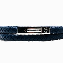 Läderarmband Dubbel Navy