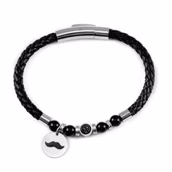 Mustaschkampen Läder/Ädelsten Svart