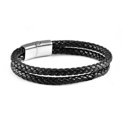 Läderarmband Dubbelt/Runt Svart