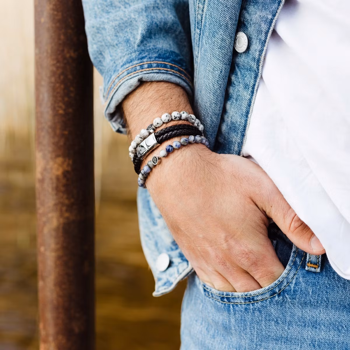Läderarmband Dubbelt/Runt Svart