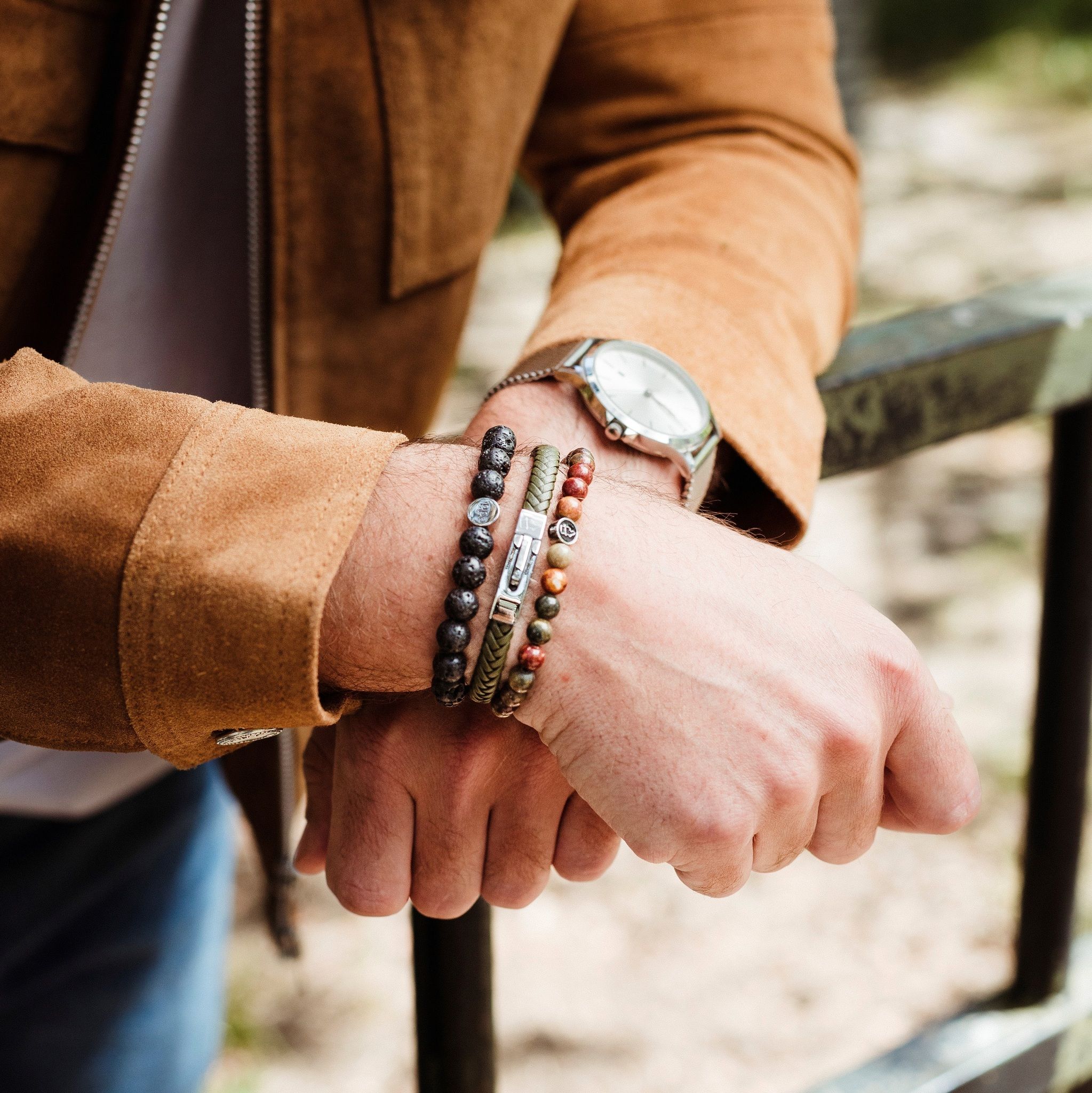 Läderarmband Singel Grön