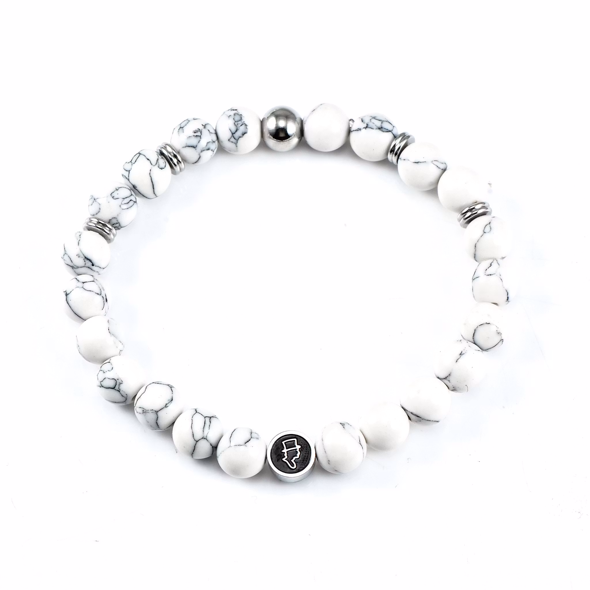 Ädelstensarmband 8mm White Marble