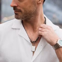 Ädelstenshalsband 6mm Grå