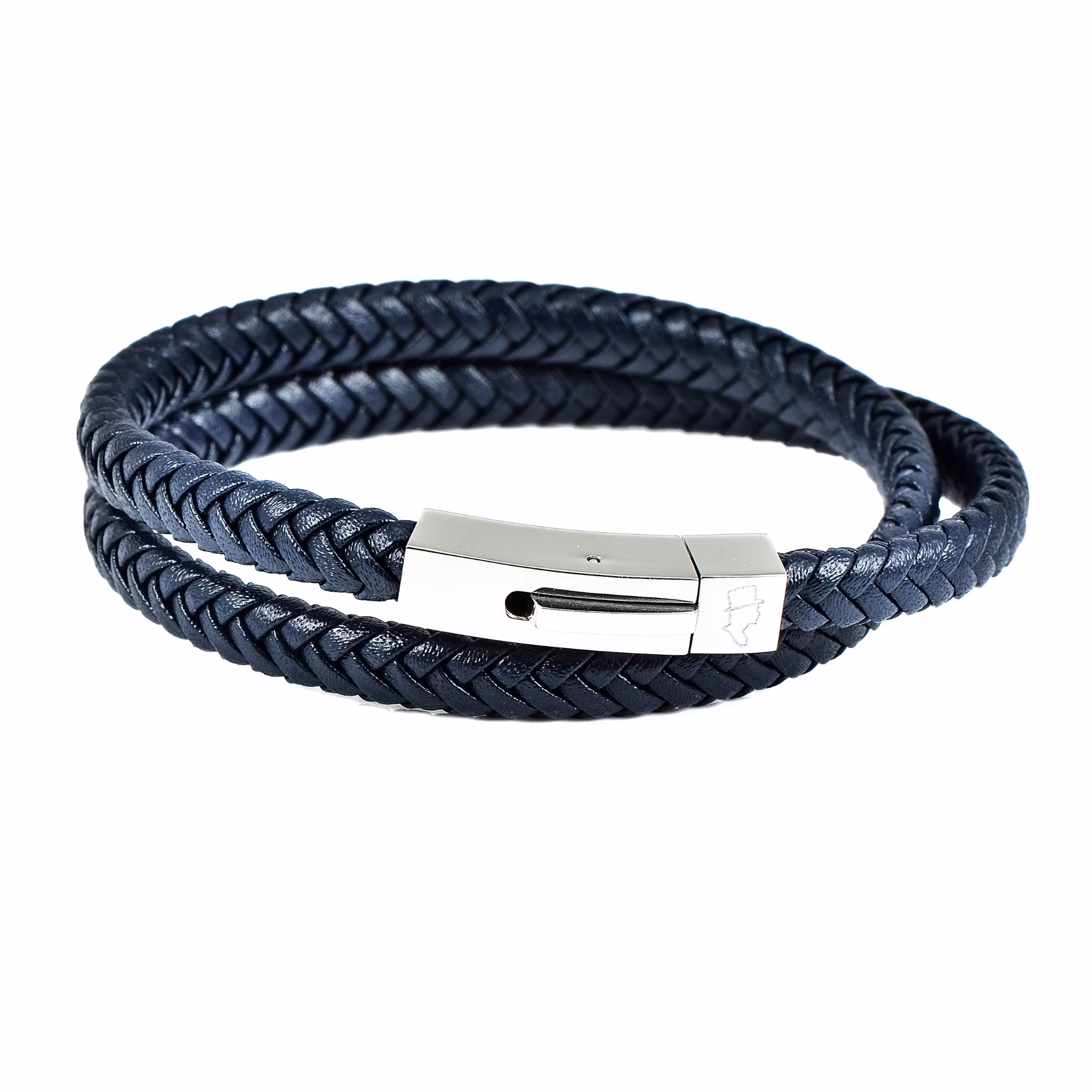 Läderarmband Dubbel Navy
