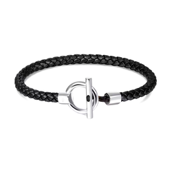 Läderarmband TIMELESS Cirkelspänne Svart