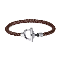 Läderarmband TIMELESS Cirkelspänne Brunt